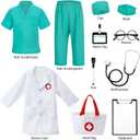 12 PCS Doctor Costume for Kids,Scrubs with Lab Coat/Nurse Costume Kids Set,Girls Boys Doctor Career Day Costumes, Size: 5-6 Years