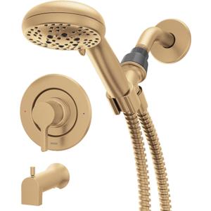 Moen Beric Bronzed Gold Single Handle Modern Tub and Shower Faucet with Handshower, Valve Included, 82775BZG