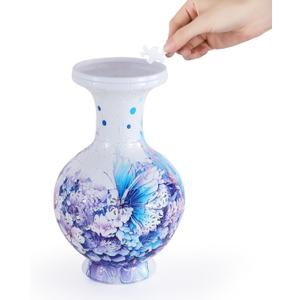 wowsome Led 3D Puzzle Vase for Adults Puzzle Planter Pot for Women,3D Art Jar Puzzles for House Flowers Arrangements and Home Decoration (Roses and Butterflies)