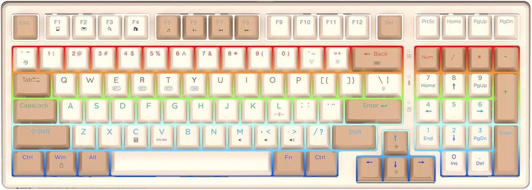 96% Wireless Mechanical Keyboard, Hot Swappable, Pre-lubed Blue Switches, Gasket Structure, Bluetooth/2.4GHz/USB-C, Led Backlit Sidelit, Custom Gaming Keyboard for PC (Peach)