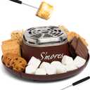 Nostalgia Tabletop Indoor Electric S'mores Maker - Smores Kit With Marshmallow Roasting Sticks and 4 Trays for Graham Crackers, Chocolate, and Marshmallows - Movie Night Supplies - Brown