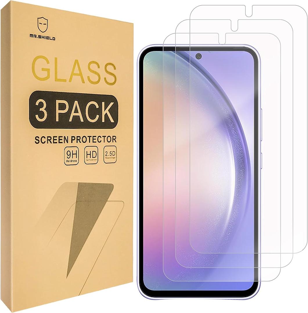 Mr.Shield [3-Pack] Screen Protector For Samsung Galaxy S23 FE [Fingerprint Unlock Compatible] [Tempered Glass] [Japan Glass with 9H Hardness] Screen Protector