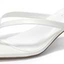 Women's Kitten Heels Sandals Square Open Toe Flip Flop Heels 1.8-2 Inch Heeled Sandals for Women (7, White)