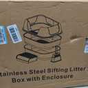 Stainless Steel Sifting Litter Box with Lid, Metal Litter Pan with Scoop for Big Cats Multi Cat, Extra Large Cats Litterbox Odor Control Easy Clean
