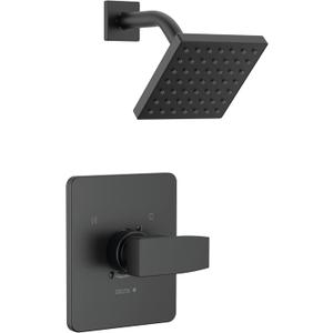Delta Modern 14 Series Shower Faucet Set, Matte Black Shower Head and Handle Set, Valve Trim Kit, Matte Black T14267-BL-PP (Valve Not Included)