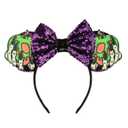 A Miaow Halloween Mouse Ears Headband Pumpkin Ghost Skull Poison Apple Hair Hoop Sparkly Bow Headpiece Costume for Women (Poison Apple and Purple)