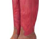 Hawkwell Cowgirl Boots Women Knee High Boots Snip Toe and Block Heel Cowboy Faux Leather Western Boots with Embroidered and Side Zipper, Retro Classic Country Boots Pull On for Ladies Party Shoes (Red)