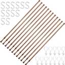 12 Pack Tension Rods for Windows 28 to 48 Inch Spring Tension Rod Adjustable Metal No Drill Curtain Rod for Windows, Shower, Door, Kitchen, Wood Grain