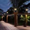 Derynome Solar Post Cap Lights,Waterproof Outdoor Light for 4x4 Wooden Posts, Solar Lights with Glass Shade for Deck Fence Patio Post Decor,Matte Black (2 Pack)