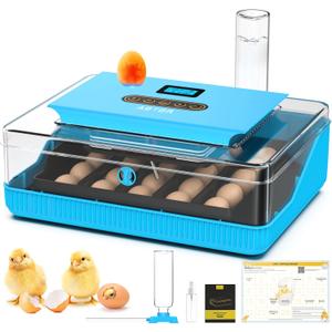 25 Egg Incubator Digital Poultry Hatcher Machine with Automatic Egg Turning, incubators for Hatching Eggs, Temperature & Humidity Control, LED Screen, General Purpose Incubator (Blue NEW)