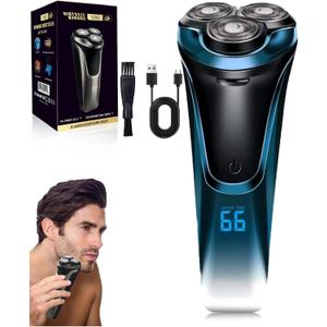 Snapbuy Electric Razor for Men, Electric Razor Pro of Father, 4D Floating Head Rotary Shaver,2025 New Electri c Shaver with LCD Display & Quiet Motor, IPX7 Waterproof (Blue)