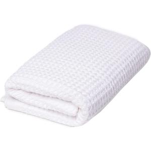 SUTERA - Waffle Hand Towel for Bathroom, Luxury Bath Towels Infused with Silver Ions, Ultra Soft Absorbent Quick Drying Design Shower Towels, Lightweight Californian Pima Cotton Fiber - White