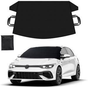 EcoNour Windshield Cover for Ice and Snow | Durable 600D Oxford Fabric | Waterproof Winter Car Cover for Compact Cars, SUV and Sedan | Essential Car Winter Accessories | Small (64" x 42")