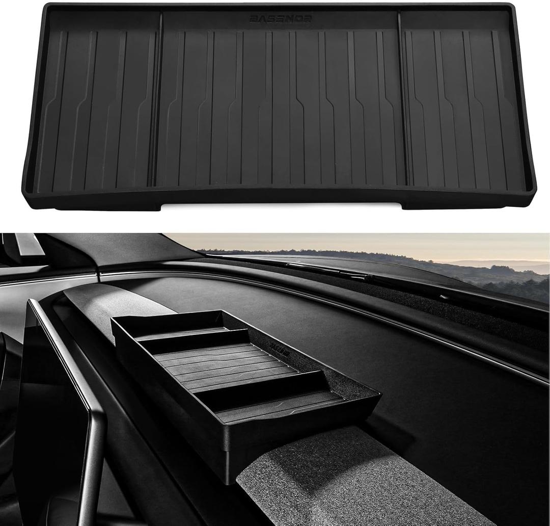 BASENOR 2026 Tesla Model Y/3 Center Console Behind Screen Storage, Dashboard Hidden Organizer, Tissue Holder for 2025 2026 Model Y Juniper 2024-2026 Model 3 Highland