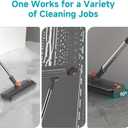 Floor Scrub Brush with Long Handle Length Adjustable, 3 in 1 Heavy-Duty Stiff 90 Bristle Floor Scrubber Broom with Squeegee, Cleaning Brush for Bathroom, Garage, Kitchen, Tile, Deck & Patio (Gray)