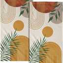 Giwawa Boho Leaves Hand Towels Set of 2 Yellow Mid Century Soft Absorbent Decorative Dish Guest Towel for Spa Gym Hotel Home Bath Kitchen Decor