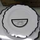 Contemporary White/Black Rim Combo Plates 7.5" & 10.5" Case of 128 (4 packs x 32)