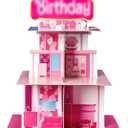 Pink Cupcake Stand 3-Tiered Cardboard Cake Stand Dessert Table Displays Pink Princess Assemble Cupcake Tower Holder Tier for Floral Tea Happy Birthday Party Decoration Favors Baby Shower