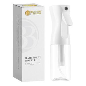 BeautifyBeauties Hair Spray Bottle  Ultra Fine Continuous Water Mister for Hairstyling, Cleaning, Plants, Misting & Skin Care (Clear, 6.8 Ounces)