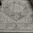 LIVEBOX Washable 9x12 Area Rugs, Large Rugs for Living Room Boho Soft Non-Slip Rug, Low-Pile Vintage Medallion Rug, Retro Indoor Carpet for Dining Room Bedroom Office Sage Green
