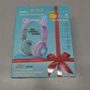Riwbox Kids Wireless Headphones, CT-7S Cat Ear Bluetooth, 85dB Volume Limiting, LED Light Up Over Ear with Microphone for Laptop/PC/TV (Purple&Green)