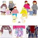 ONEST 20 Pieces Wooden Dollhouse Family Set Mini People Figures Dog Cat Sets Dollhouse Dolls Wooden Doll Family Pretend Play Figures Accessories for Pretend Doll House Toy