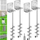 4 Pack 24" Ground Anchors Screw in Shed Anchor with Versatile L Brackets