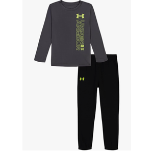 Under Armour boys Long Sleeve Shirt and Jogger Set, Durable Stretch and Lightweight 18Months Gray/Black