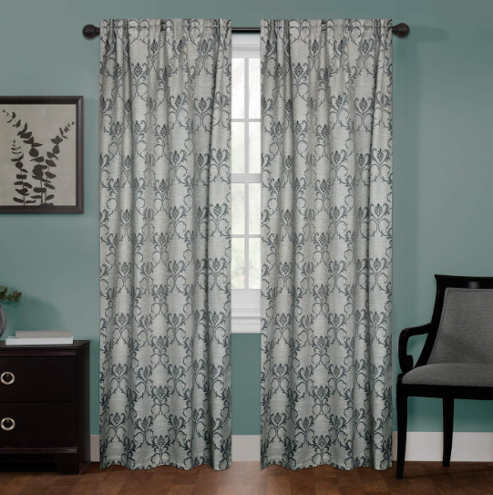 Smart Curtains Ultimate Light Blocker Linen Damask Rod Pocket 40x63in, Charcoal
