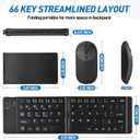 Mini Rechargeable Foldable Bluetooth Keyboard and Mouse Combo, Portable (Sync Up to 3 Devices), Ultra-Slim Travel Folding Keyboard for iPhone iPad Mac Android Windows iOSBlack