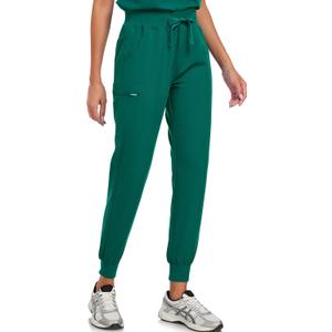 VECARDI Womens Scrub Jogger Pants High Waisted 4 Way Stretch Zipper Pocket (Green, L)