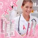 50 Set Breast Cancer Awareness Gifts Glitter Pens Bulk Pink Ribbon Breast Cancer Accessories with No One Fights Alone Cheer Up Cards for Women Survivor Patients Public Charity Events