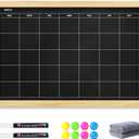 2-in-1 Double-Sided Magnetic Chalkboard 24"x16", Chalk Calendar Board & Large Blackboard for Kitchen & Home Decor, Schedule, Menu, Back-to-School Gift - Hanging Chalk Board with 2 Liquid Pens, Wood