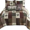 Donna Sharp Pine Panels King Quilt Set, 104" x 96" | Includes 1 Quilt and 2 King Shams, Machine Washable