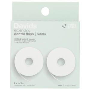 Davids Toothpaste Expanding Dental Floss Refills 2 Count, 32.8 YD