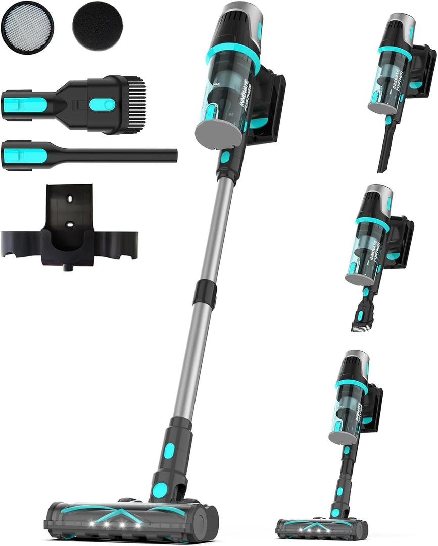Bagotte Cordless Vacuum Cleaner,65KPa 65Mins Stick Vacuum with Self-Standing,Anti-Tangle Touch Screen LED Display, Detachable Battery Pack, Rechargeable Vacuum for Floor/Carpet/Pet Hair