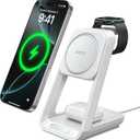 3 in 1 Charging Station for iPhone, for Magsafe Wireless Charger with Cooling Fan for iPhone 17 16 15 14 13 12 Series & Apple Watch Charger, Wireless Charging Station for AirPods 4/3/Pro (White)