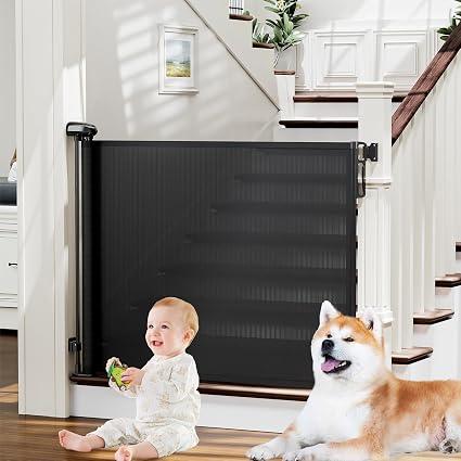 PRObebi Retractable Baby & Dog Gate - Extends to 54" Wide, 34" Tall - Stair, Doorway & Hallway Use