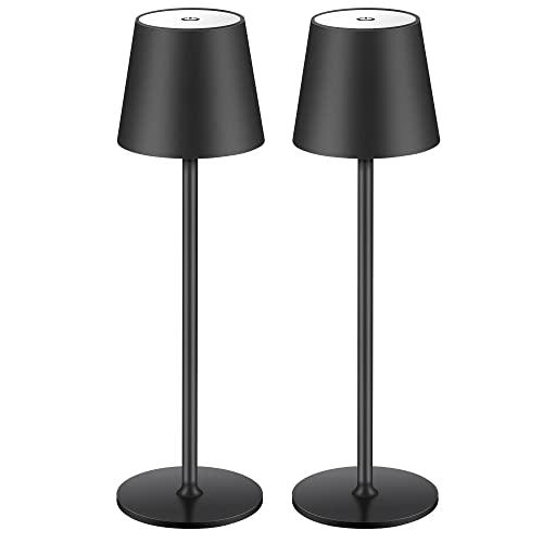 BGFHome Cordless Table Lamp LED Desk lamp,5000mAh Rechargeable Touch Night Light Wireless Minimalist Design for/Restaurant/Bedroom/Bars/Outdoor Party/Camping/Coffee Shop(2 Pack Black)