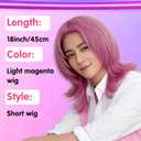 Light Pink Wig Men Pink Cosplay Wig Short Straight Layered Anime Cosplay Wigs Pink Hair Wigs for Pop Singers Idol for Costume Outfit Halloween Dance Stage Party Daily Use + Hair Cap