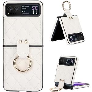 for Motorola Razr Case with Ring, Premium Leather Back Cover Anti-Scratch Shockproof Case for Motorola Razr 2023 (White)