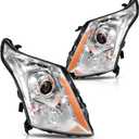 DWVO Headlights Assembly Compatible with 2010 2011 2012 2013 2014 2015 2016 Cadillac SRX 10 11 12 13 14 15 16 OE Projector Headlamp (Driver&Passenger Side) (Pair - Chrome/Amber/Clear)