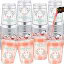 Meanplan 50 Pcs 12oz Spring Baby Shower Party Plastic Cups A Little Bunny Is on the Way Disposable Clear Cups for Baby Shower Gender Reveal Supplies Decorations(Pink Green)