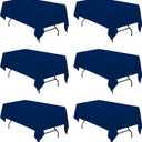BRILLMAX 6 Pack Navy Blue Tablecloths 60 x 102 Inch for 6ft Rectangle Tables - 150 GSM Polyester Fabric, 15" Standard Drop, Water, Stain & Wrinkle Resistant Cloth Cover for Wedding Dining Buffet