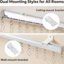 Ceiling Curtain Track, 6–9 ft, Wall-Mountable Curtain Track, White