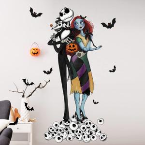 Mfault Halloween Nigh.tmare BEF.ore Christmas Wall Decals Stickers, Skull Bat Spooky Decorations Bedroom Art, Holiday Party Supplies Living Room Home Kitchen Decor