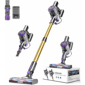 MBTTODF Cordless Vacuum Cleaner,Self-Standing Vacuum Cleaners for Home,Powerful Suction Stick Vacuum Cordless Rechargeable with LED Touch Screen Lightweight Vacuum for Pet Hair Carpet