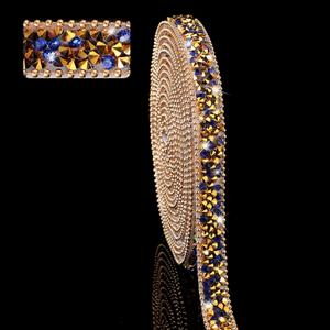 Hicarer 3 Yards Resin Rhinestone Ribbons for Graduation Cap Decorations Wedding Self Adhesive Glitter Resin Diamond Crystal Ribbon Craft DIY Bag Shoes Clothes(0.4 Inch,Royal Blue)