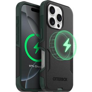 OtterBox iPhone 16 Pro (Only) Commuter Series Case Built-in MagSafe Thin, Dual-Layer, Pocket-Friendly, Port Cover Forest Night (Black/Green)