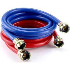 6FT Washer Water Line/Rubber Washing Machine Hoses 6FT,Universal Washing Machine Hose/Washer Water Line for Hot and Cold Water Washer Hoses (2 Packs) with 3/4" Connection Water Supply Lines-by MIFLUS (6foot-Straight)